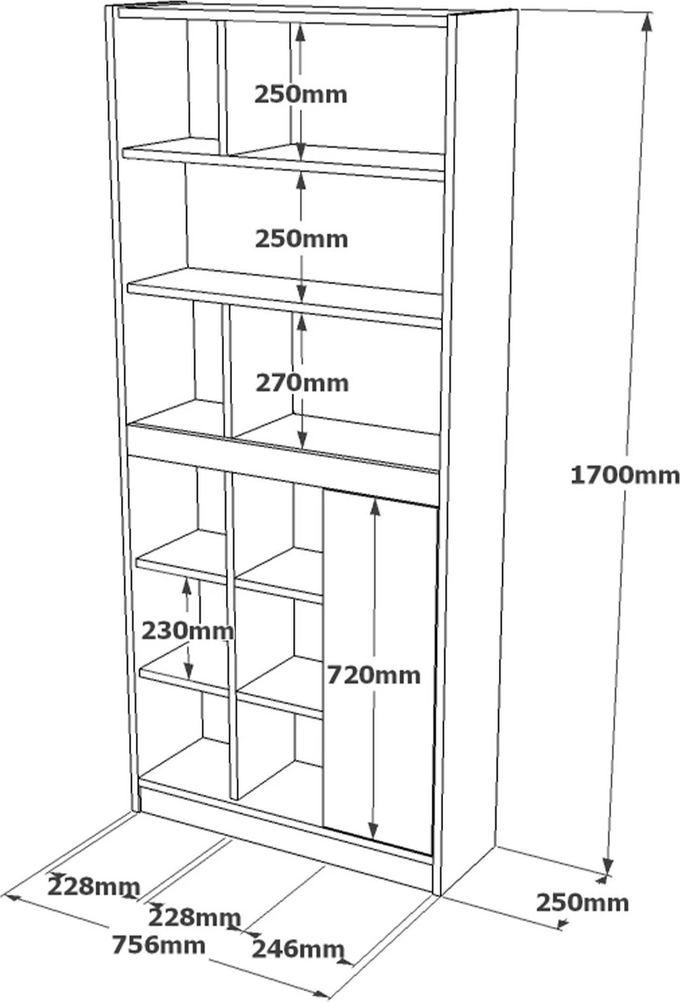 Raft librash Skye Decor, ngjyrë lis dhe e bardhë, LV20-WK