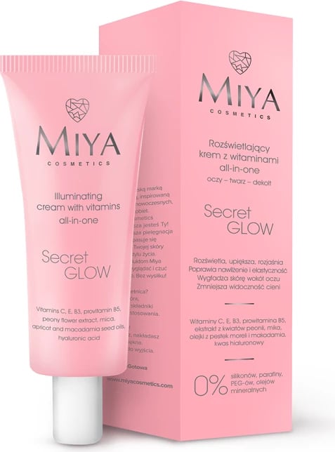 Krem për fytyrë, primer dhe maskë për femra Miya Cosmetics Secret Glow Illuminating Vitamin All-in-One, 30ml