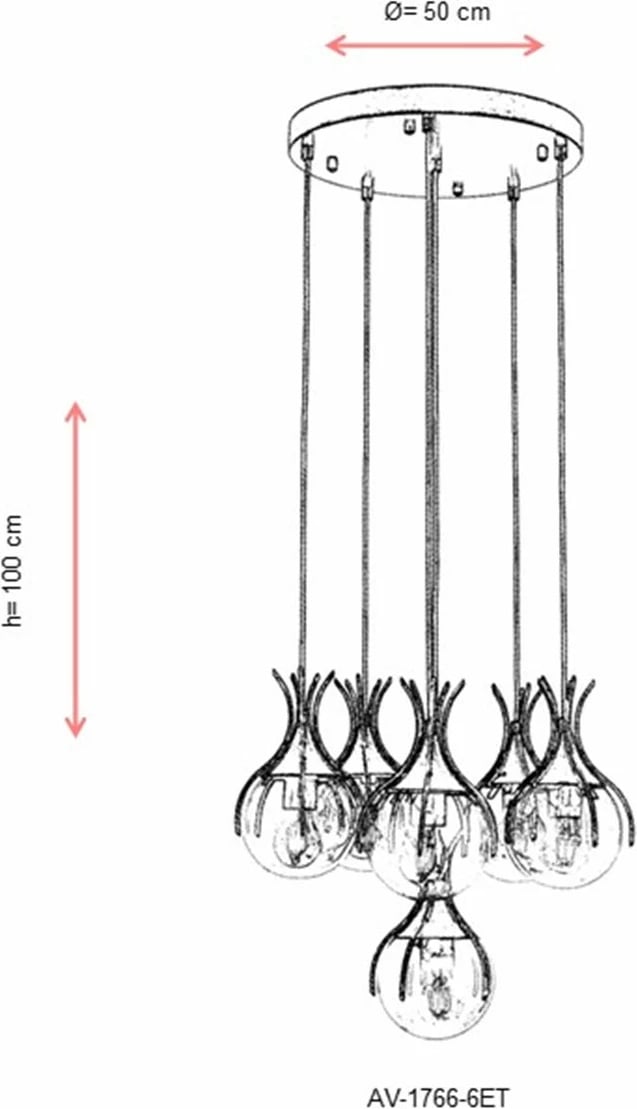 Llambë qendrore Opviq, AV-1766-6ET, ngjyrë antike