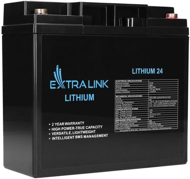 Bateri LiFePO4 Extralink EX.30424, 24Ah, 12.8V, e zezë Bateri LiFePO4 Extralink EX.30424, 24Ah, 12.8V, e zezë