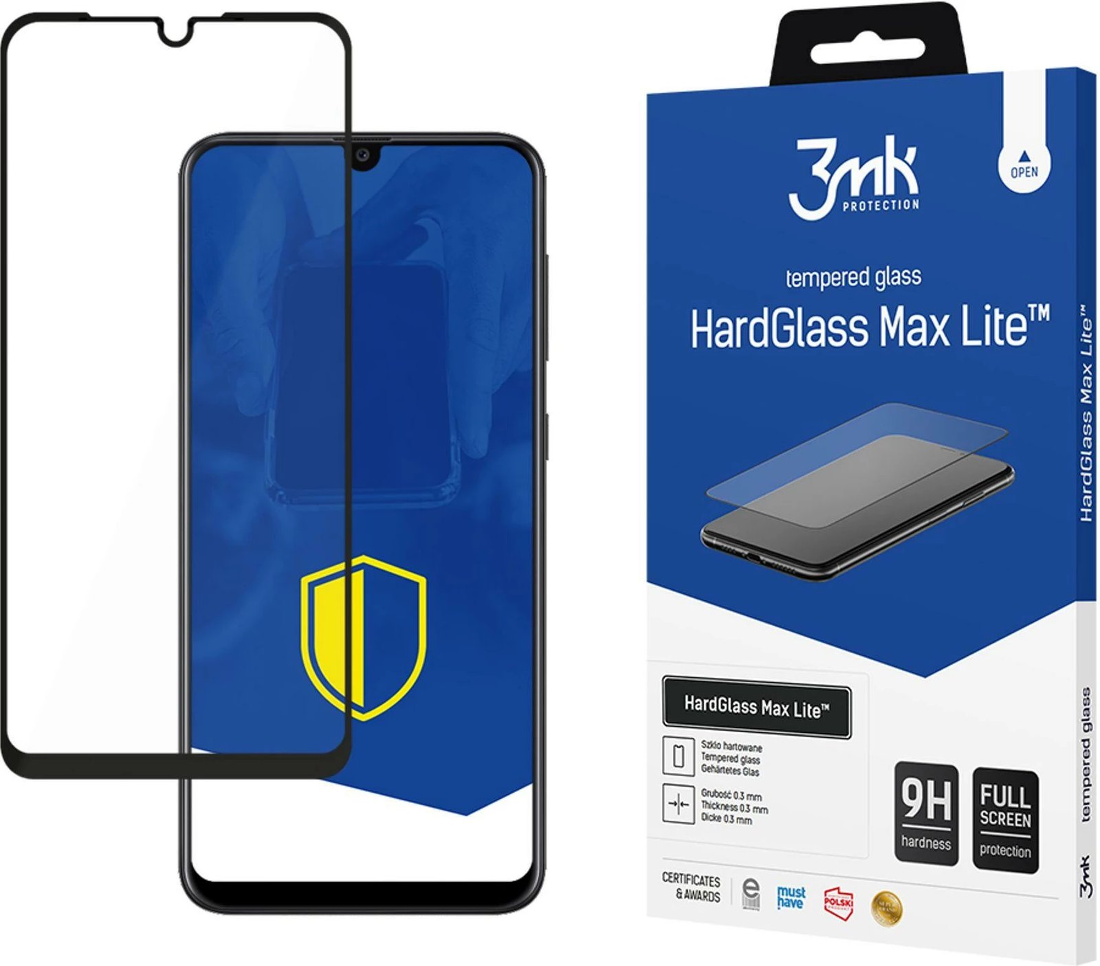 Xham i temperuar 3mk HardGlass Max Lite për Samsung Galaxy A10s, Zi
