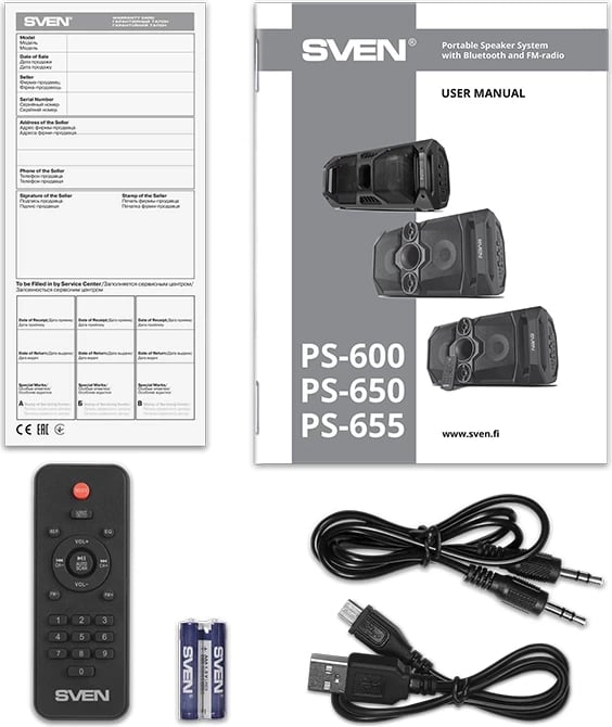 Boks portativ SVEN PS-655, Bluetooth, 50W, i zi