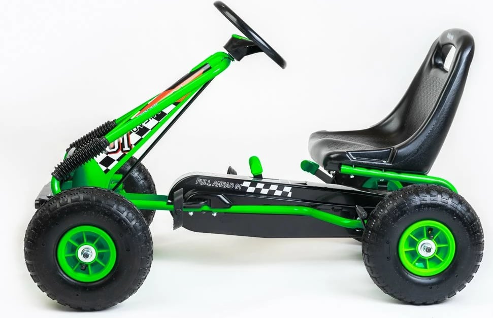 Go-kart me pedale, Baby Mix Razor, rrota të fryra 25 cm, frenë dore, drejtim përpara/mbrapsht, moshat 3-8 vjeç, ngarkesa 30 kg, jeshile