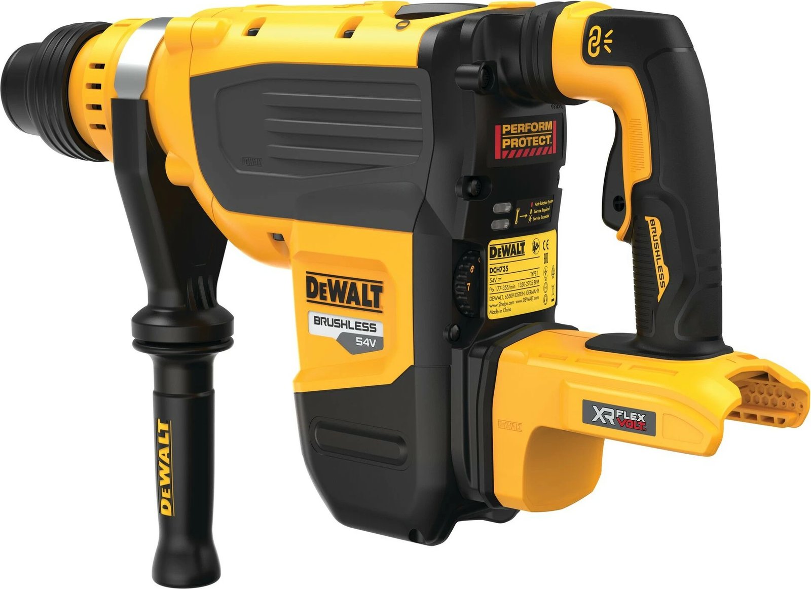 Çekiç elektrik DeWALT DCH735N-XJ, 8.5 kg, 115 mm, 284 mm, i verdhë