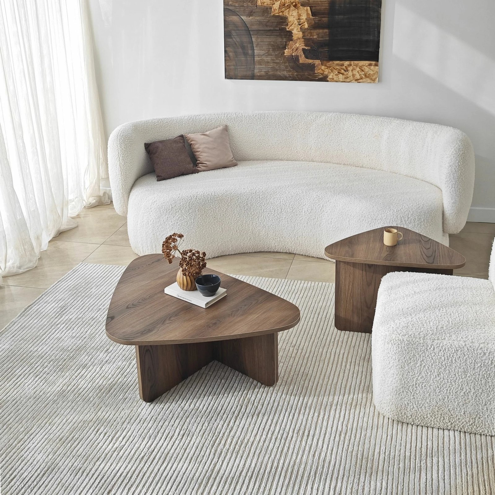 Set tavolinash kafeje Hanah Home, Ballare, ngjyrë arre