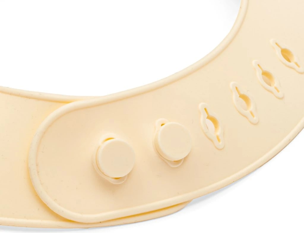 Baveta silikoni, New Baby Trendy, 28×22 cm, BPA-free, me xhep, e rregullueshme, bezhë