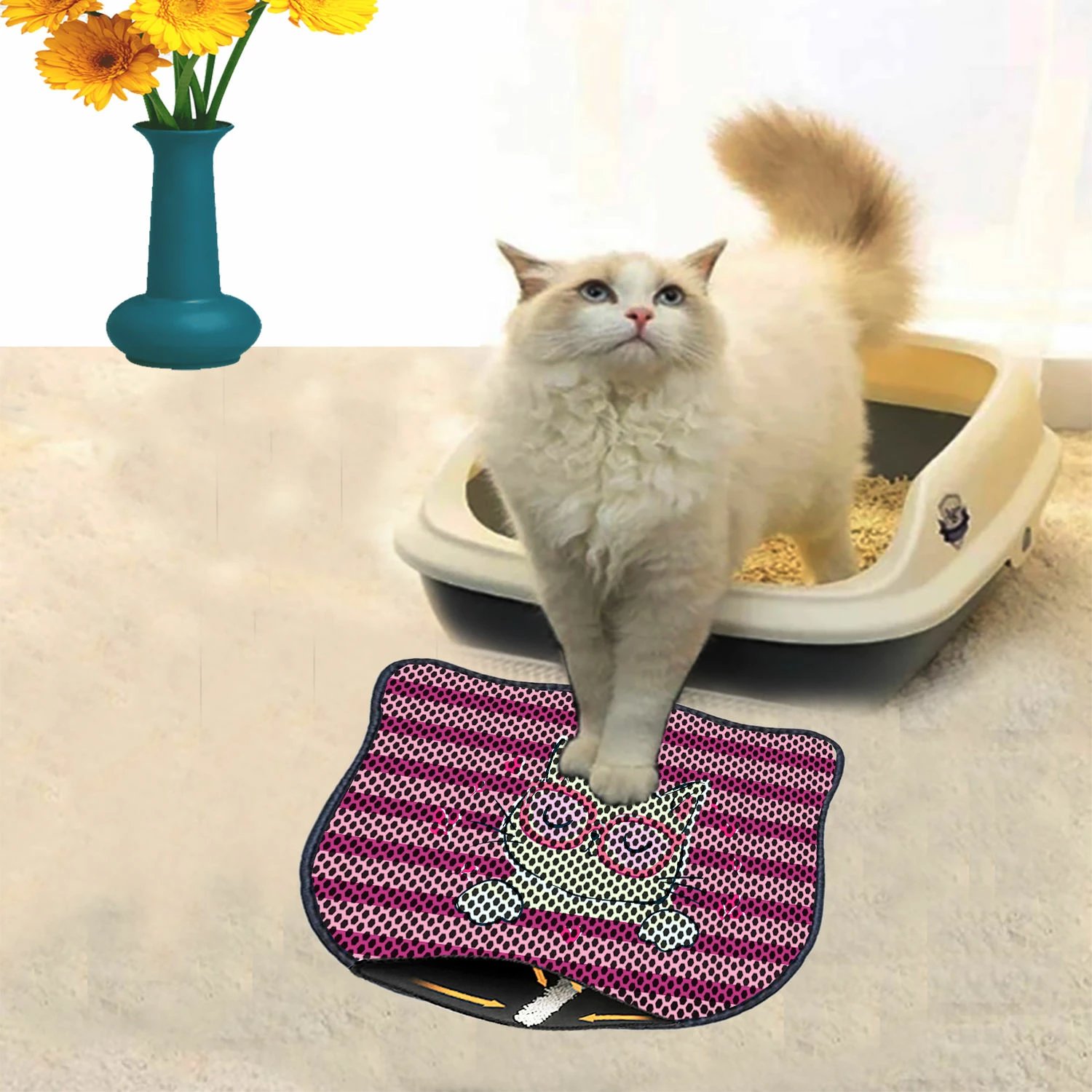 Tapet për rërë mace, Paws & Whiskers, Kdkafa0002, shumëngjyrësh, 40x50cm
