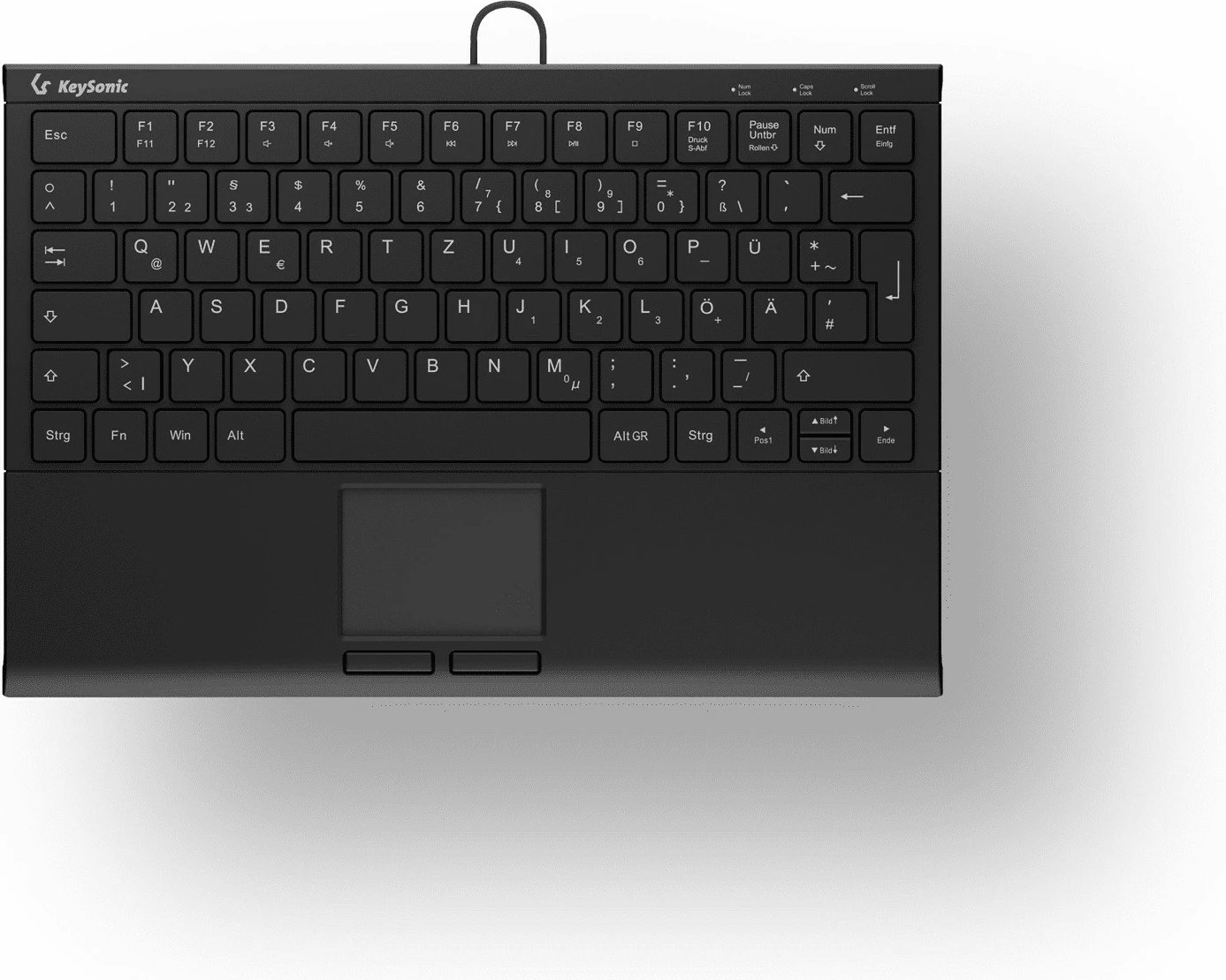 Tastierë KeySonic KSK-5211ELU, me kabllo, LED, QWERTZ, touchpad, e zezë