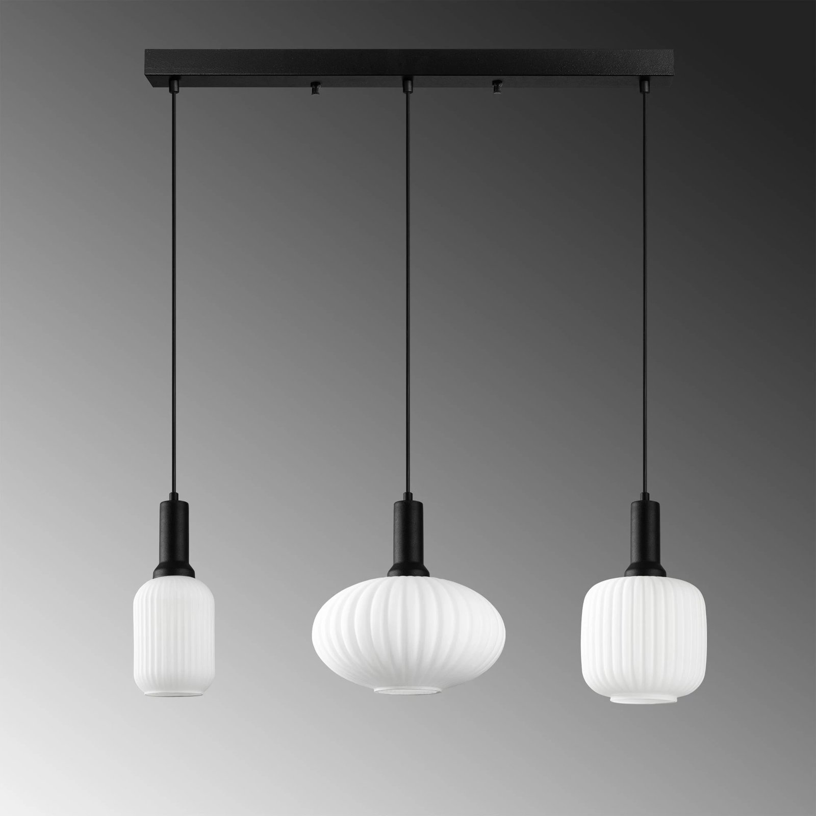 Llambë tavani Opviq, Asker - 15197, metal e xham, ngjyrë e zezë