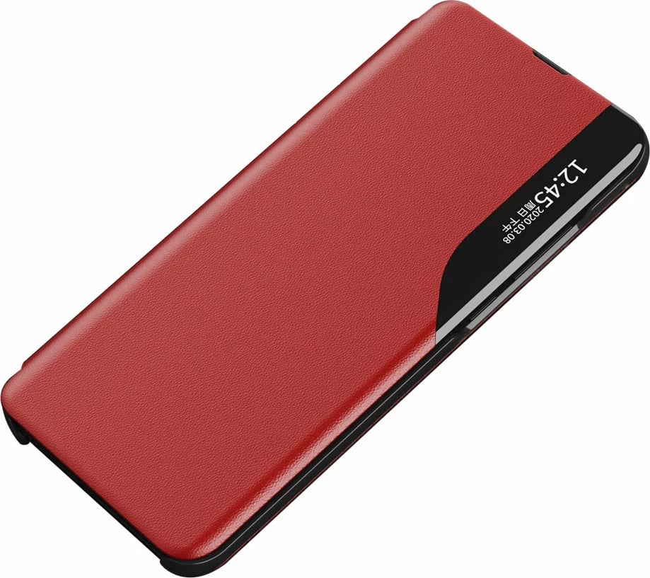 Mbështjellës Hurtel Eco Leather View Case me kapak dhe stand, për Poco M4 Pro 5G, Redmi Note 11S 5G, Redmi Note 11T 5G, Kuq