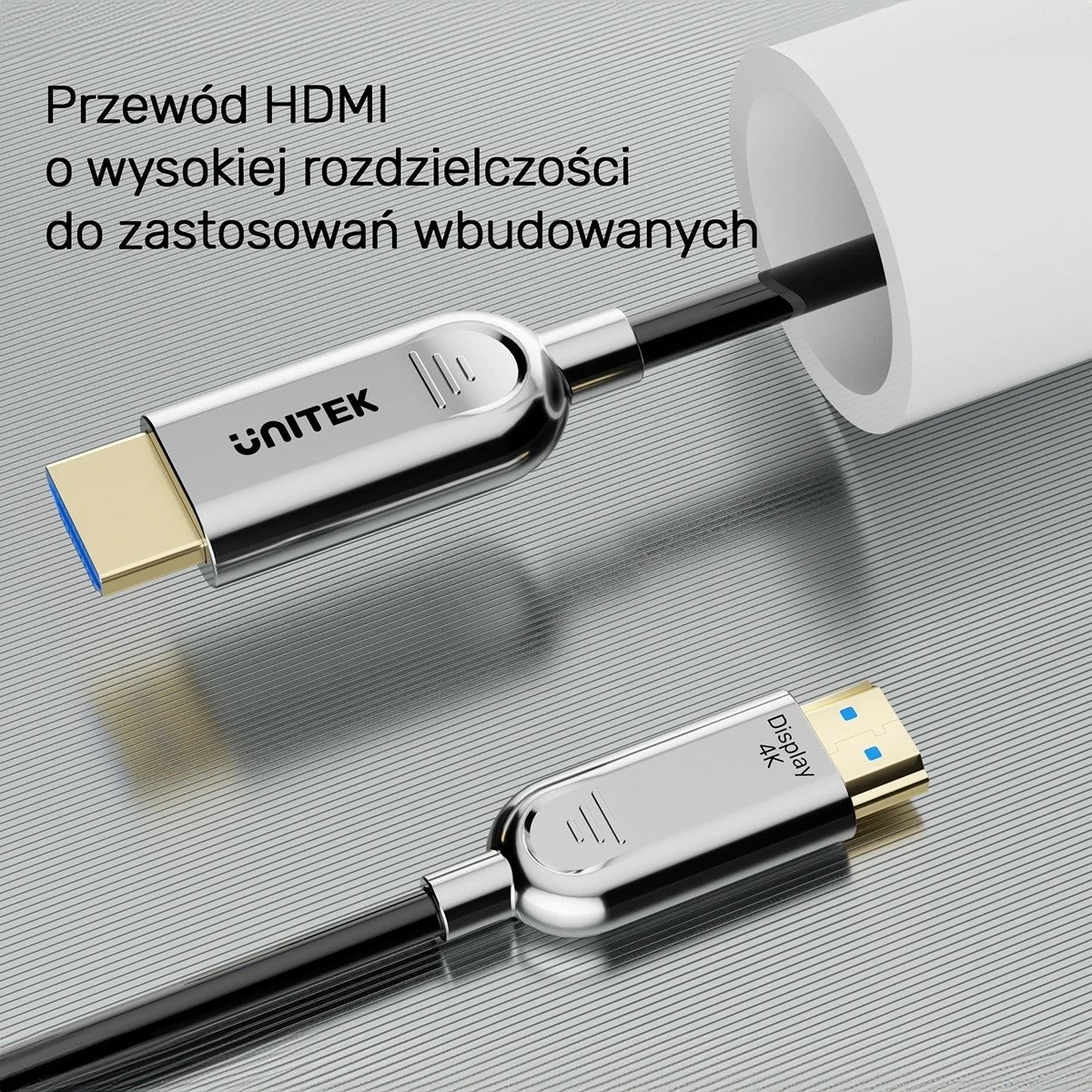 Kabllo HDMI optike Unitek 2.0, 15m, 4K 60Hz, argjend-e zezë