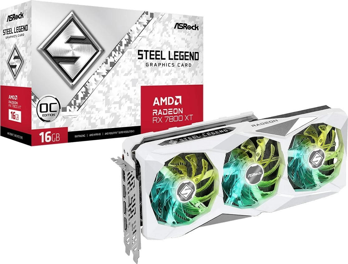 Kartelë grafike Asrock Radeon RX 7800 XT Steel Legend OC 16 GB GDDR6 e bardhë Kartelë grafike Asrock Radeon RX 7800 XT Steel Legend OC 16 GB GDDR6 e bardhë