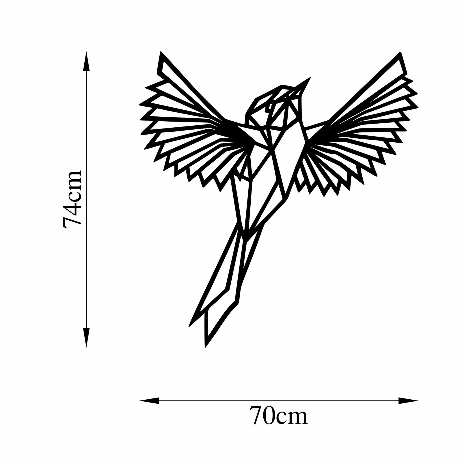Aksesor dekorativ metalik për mur, King Bird, Wallity, 70x75cm, ngjyrë e zezë