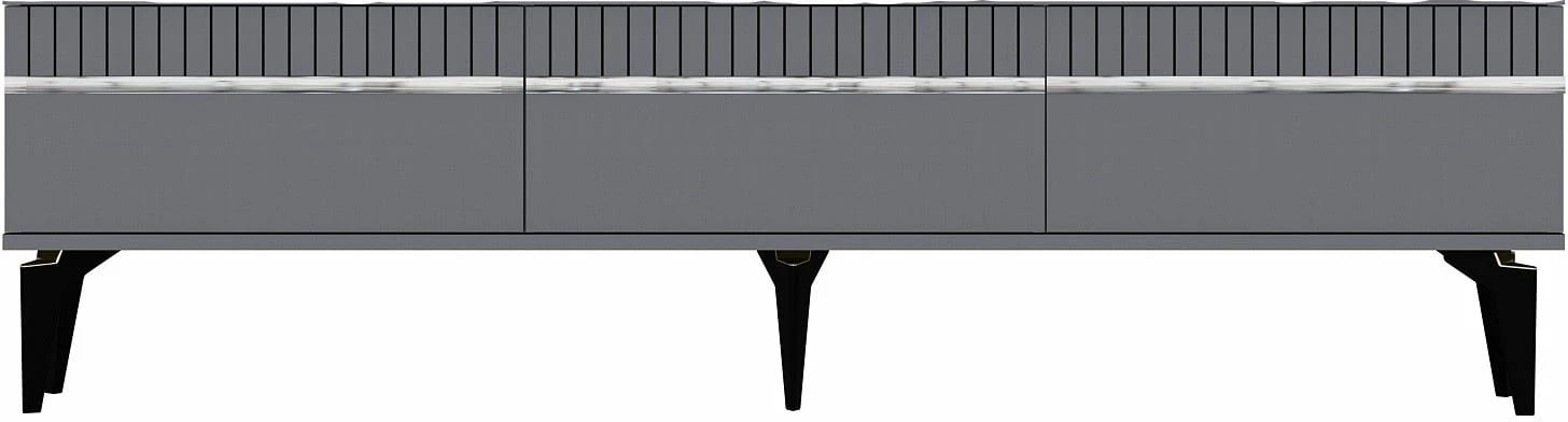 Komodë TV Skye Decor, ngjyrë antracit dhe argjendi, Defne