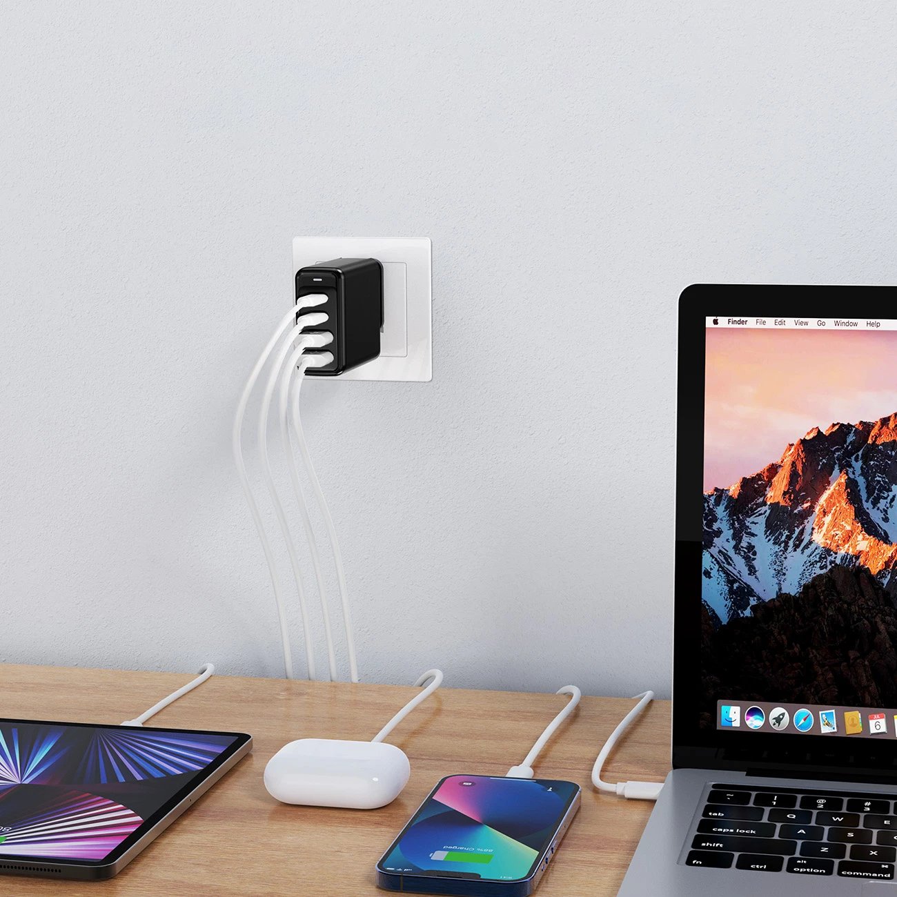 Karikues muri Choetech PD6005, 140W, 4 porta (2x USB-C, 2x USB), i zi