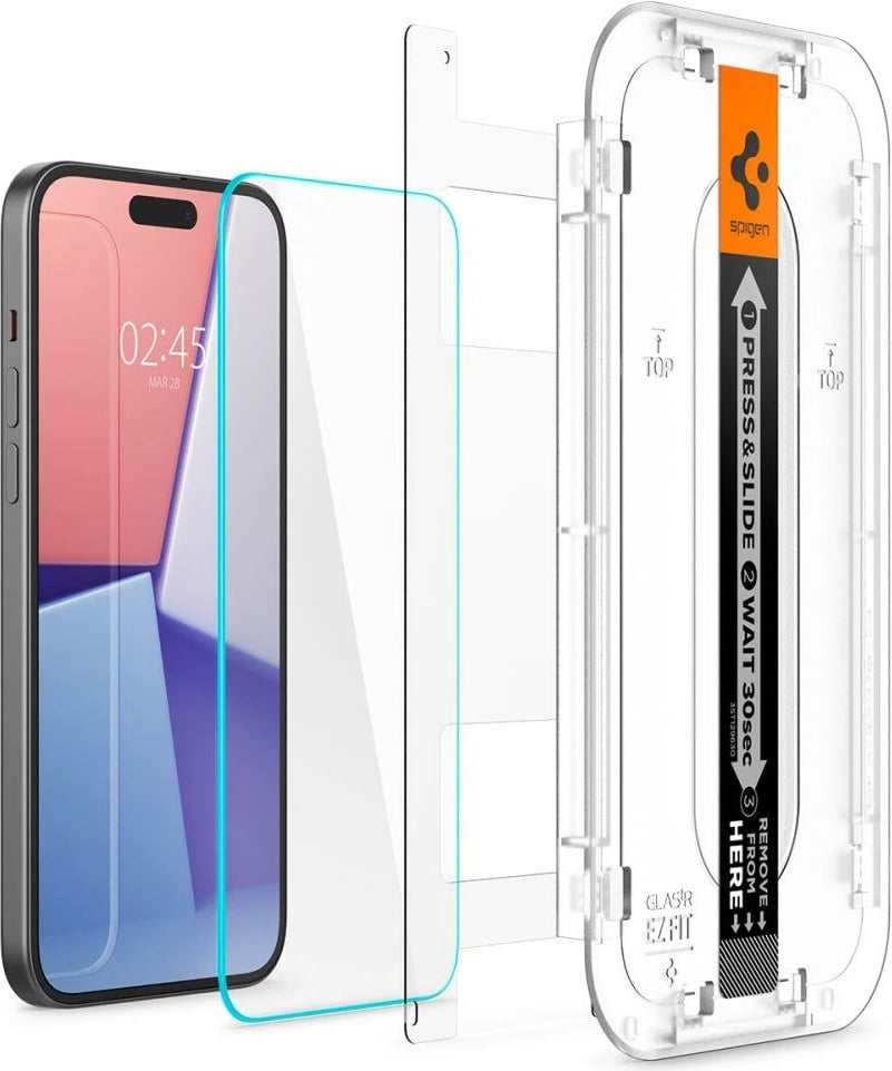 Xham mbrojtës Spigen Glas.tR EZ Fit për iPhone 15 Plus / 16 Plus, 2 copë, transparent