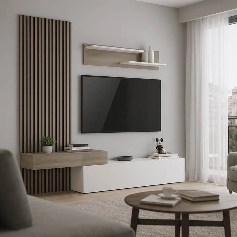 Set për dhomë dite Litende, ngjyrë e bardhë-sonoma, 249.4x42.2x199.5cm