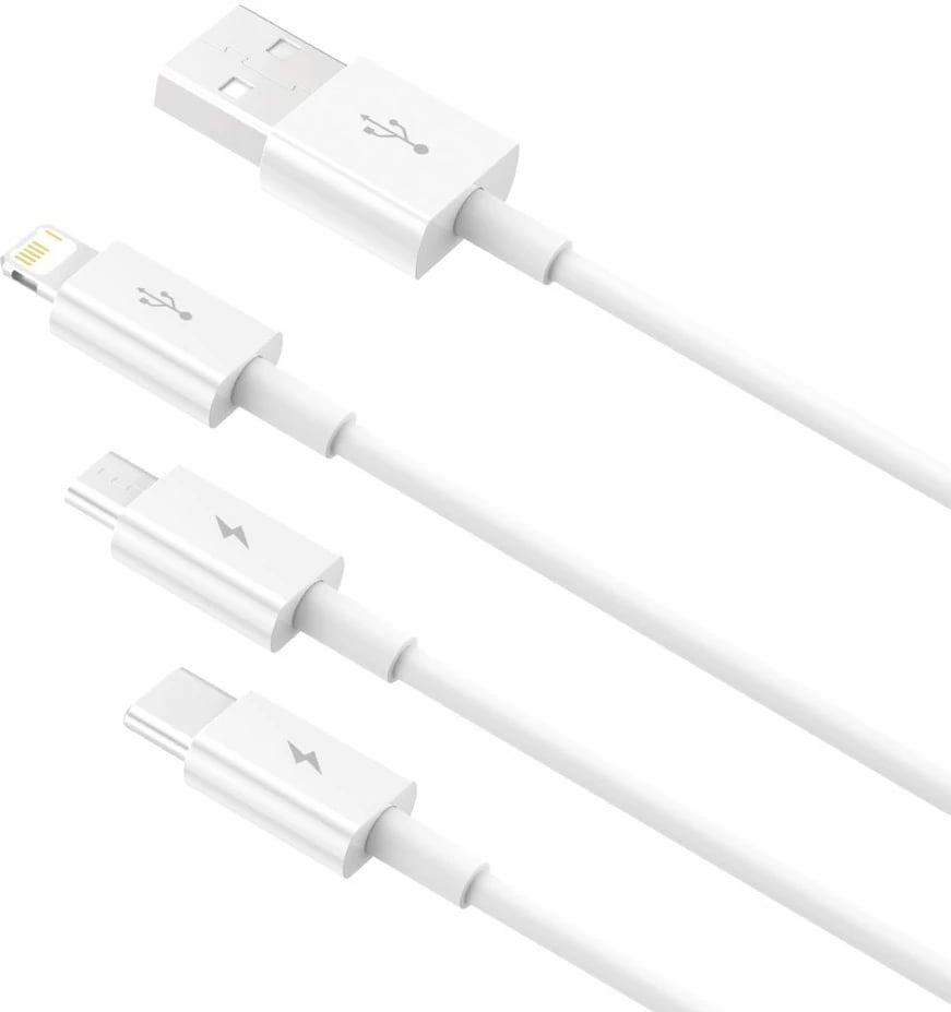 Kabllo 3n1 Baseus Superior CAMLTYS-02, 1.5m, Lightning/USB-C/Micro USB, Bardhë