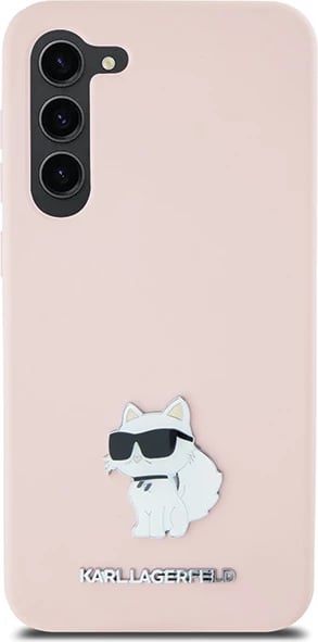 Mbështjellës Karl Lagerfeld Silicone Choupette Metal Pin për Samsung Galaxy S24+, Rozë