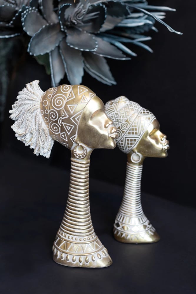 Figurë dekorative ABENI 3, polirezine, ngjyrë ari, 15x7x29cm