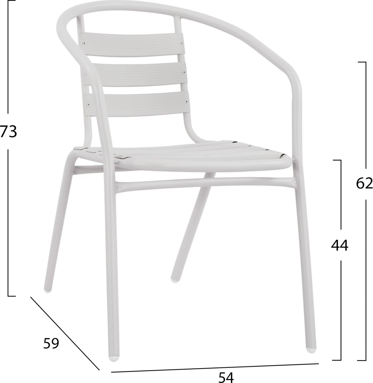 Karrige Laura Metalike e Bardhë me feta alumini FH5037.02 54x59x73cm