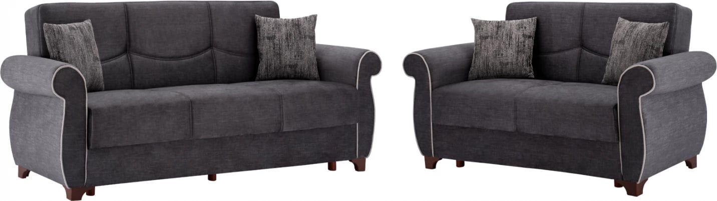 Set dhome ndenje 2 pjesë, divan 2 ulës dhe 3 ulës Milas FH3068.11, gri