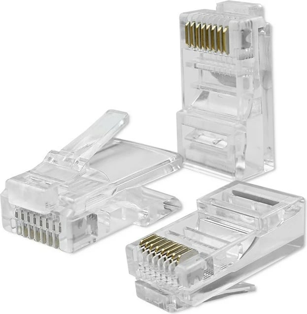 Set lidhës RJ45 Pass Through Qoltec 54544, CAT6, 100 copë, transparent