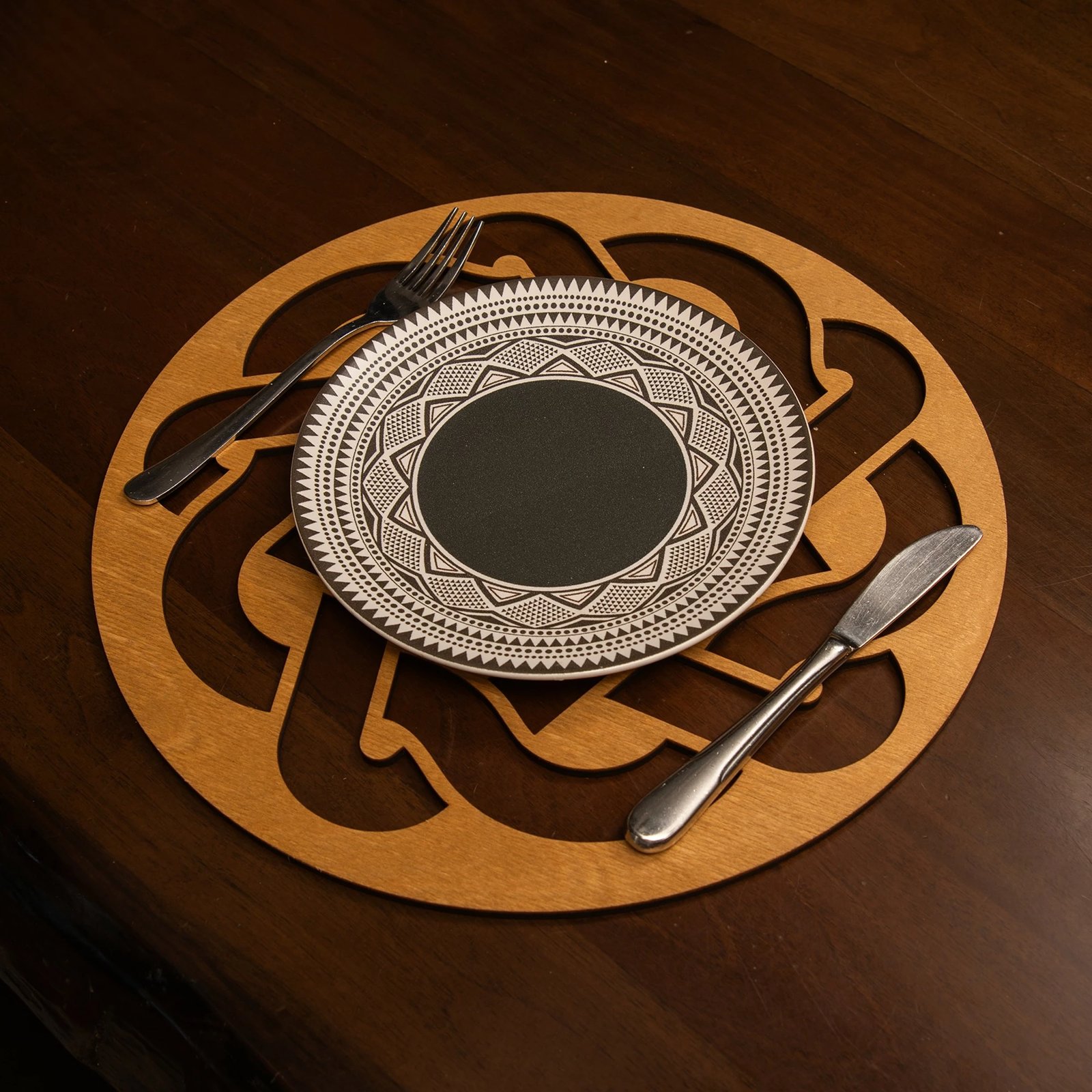 Set nënshtrues tavoline prej druri, Hermia, Don, ngjyrë mjaltë, 4 copë