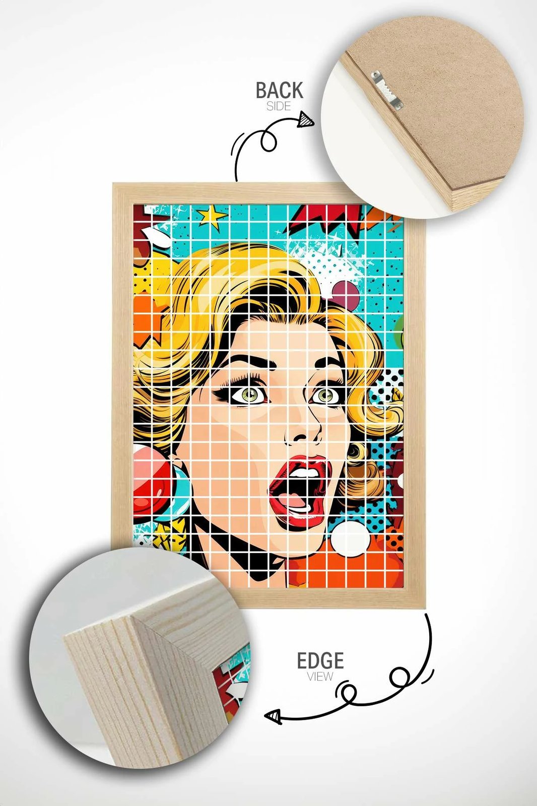 Pikturë dekorative me kornizë, shumëngjyrëshe, Popkare29, Wallity, 33x48cm