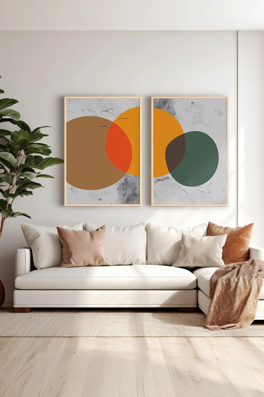 Pikturë dekorative me kornizë (2 copë), model Ersy2Lımodel8-Ahsap, Wallity