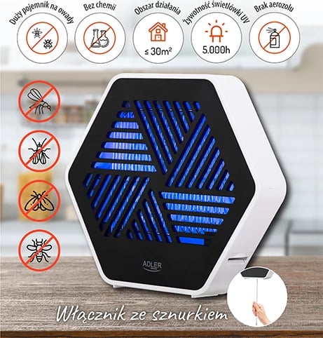 Llampë kundër insekteve Adler AD 7939, UV 365nm, 8W, sipërfaqe deri 30 m², 2x4W T5, 1200V Llampë kundër insekteve Adler AD 7939, UV 365nm, 8W, sipërfaqe deri 30 m², 2x4W T5, 1200V