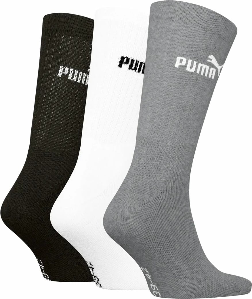Çorape crew unisex Puma, gri, të bardha, të zeza