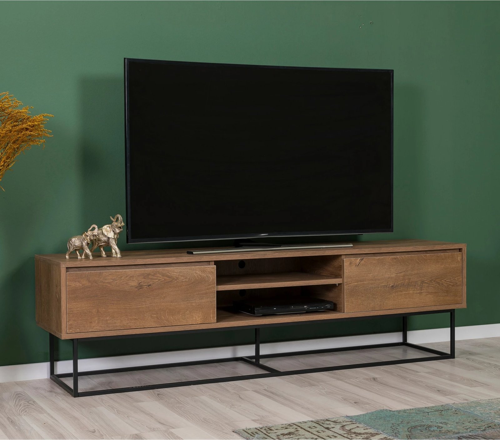 Set mobiljesh për dhomë dite, Laxus Takım 9, ngjyrë arre dhe e zezë