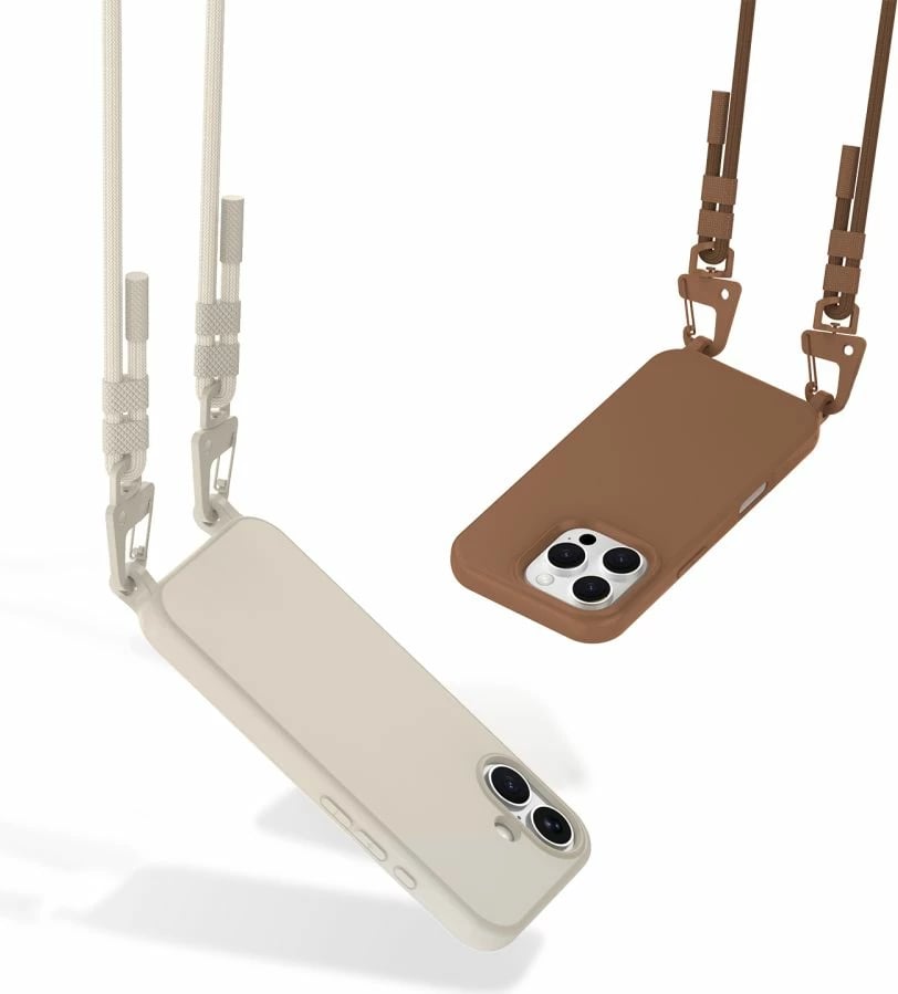Mbështjellës Tech-Protect MagNecklace për iPhone 16 Pro Max, MagSafe, Bezhe me litar