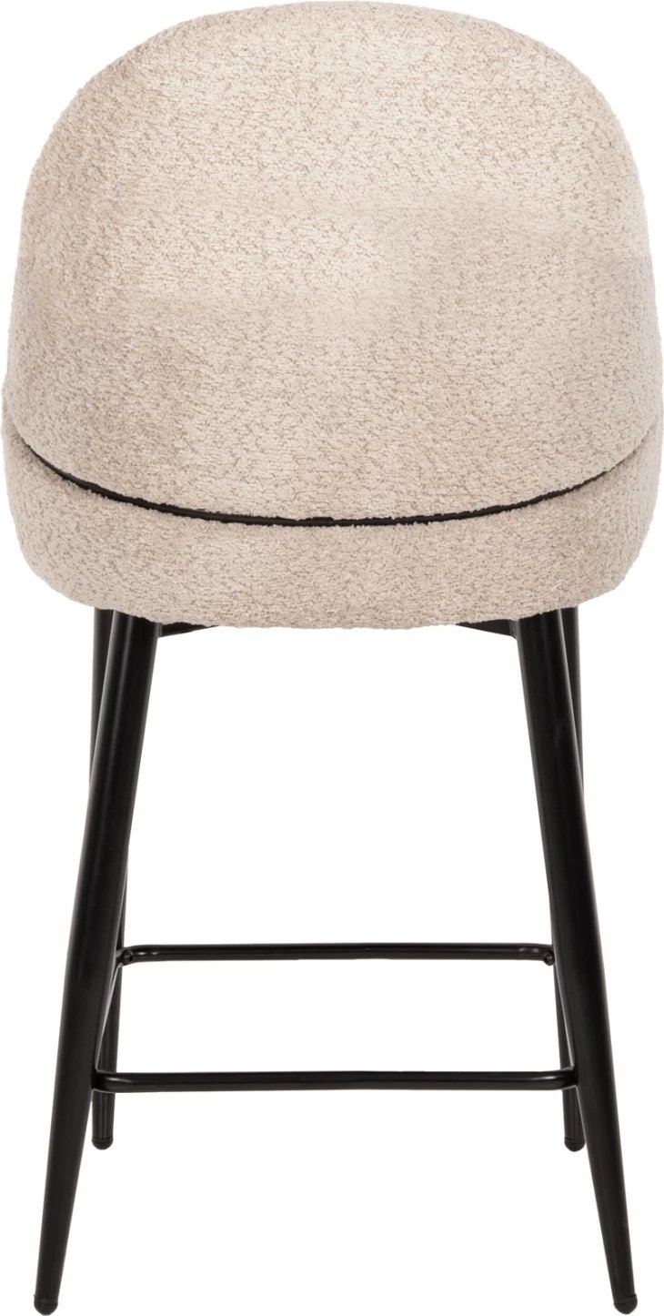 Karrige për bar, lartësi mesatare, FH8586.02, pëlhurë boucle ecru, këmbë metalike të zeza, 55x62x105H cm., set prej 2 copë