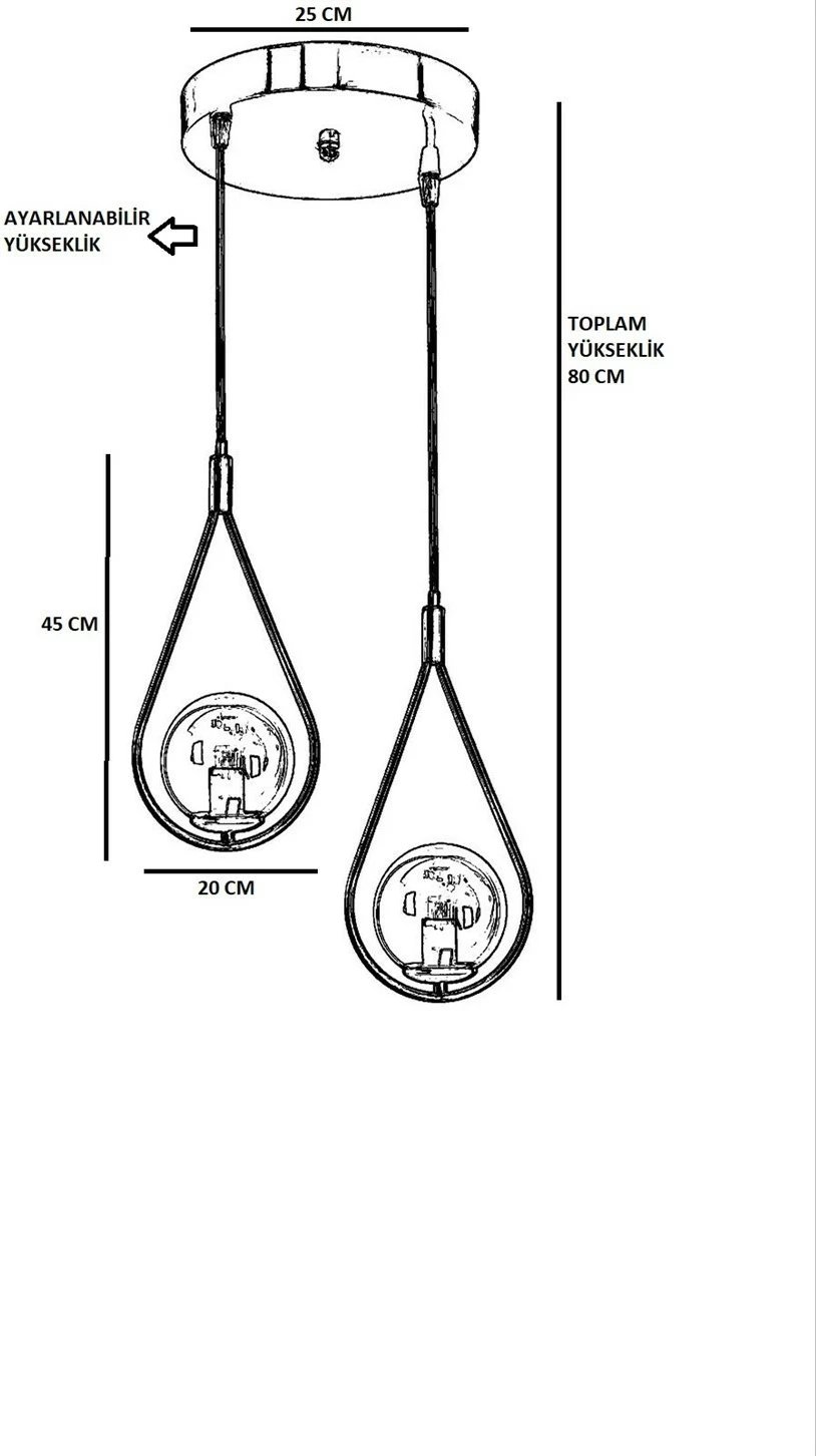 Llambë tavani Opviq Damla, 2 llampa, bakër, gotë, stil skandinav