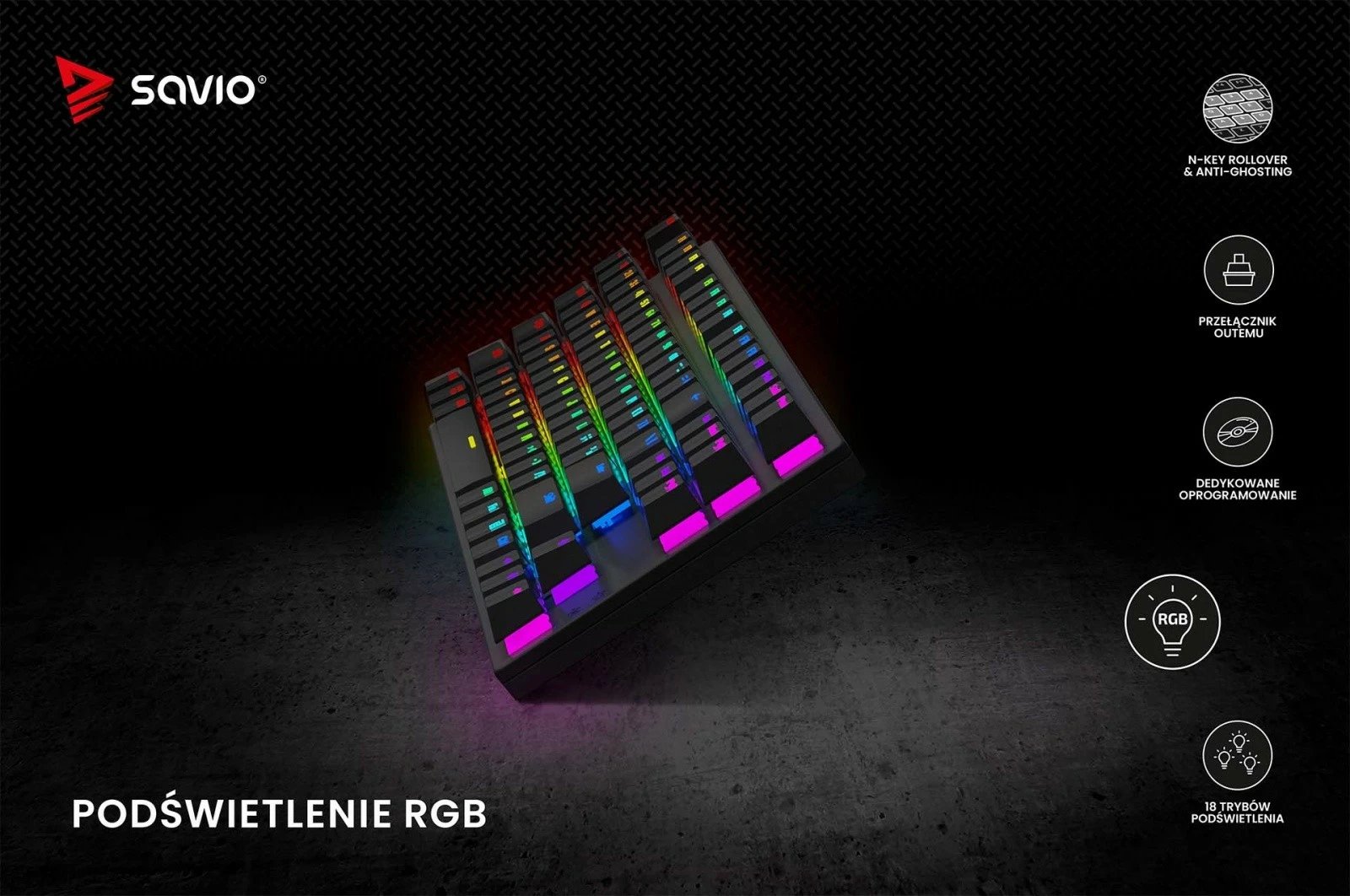 Kasë mekanike Savio Tempest X2 Outemu Brown, RGB, e zezë Kasë mekanike Savio Tempest X2 Outemu Brown, RGB, e zezë
