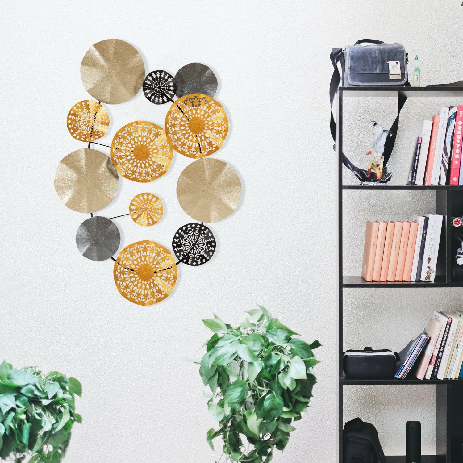 Aksesor dekorativ metalik për mur, Wallity, ngjyrë ari, CH109-1