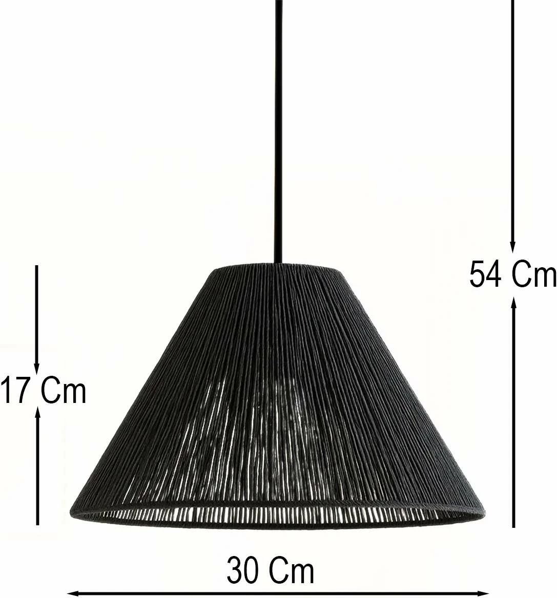 Llambë tavani Opviq, Ardena, trup plastik, kapak makrame, e zezë