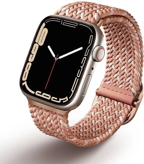 Rrip Smartwatch UNIQ Aspen për Apple Watch 38/40/41 mm, i thurur Weavex elastik me shtrëngues çeliku, rozë