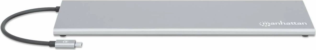 Docking station MANHATTAN USB-C 11in1 MST, për 3 monitorë, argjend Docking station MANHATTAN USB-C 11in1 MST, për 3 monitorë, argjend