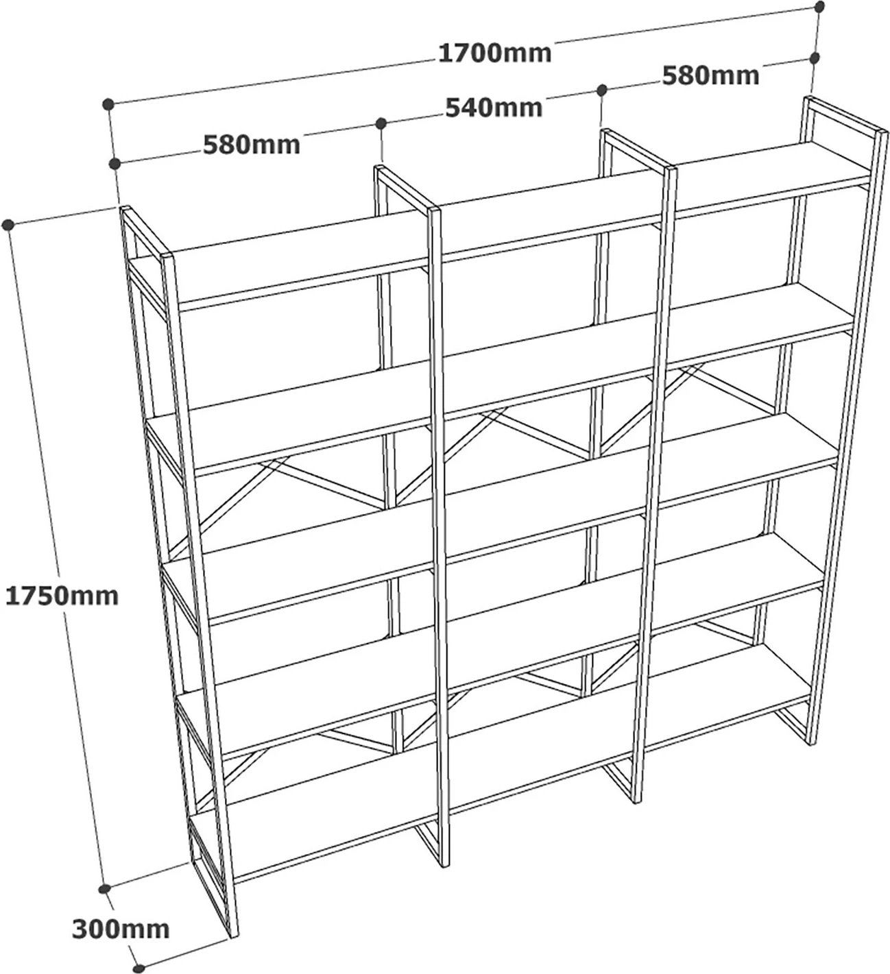 Raft librash Hanah Home, Vg6-Ge, mermer i bardhë, ar, shumë rafte