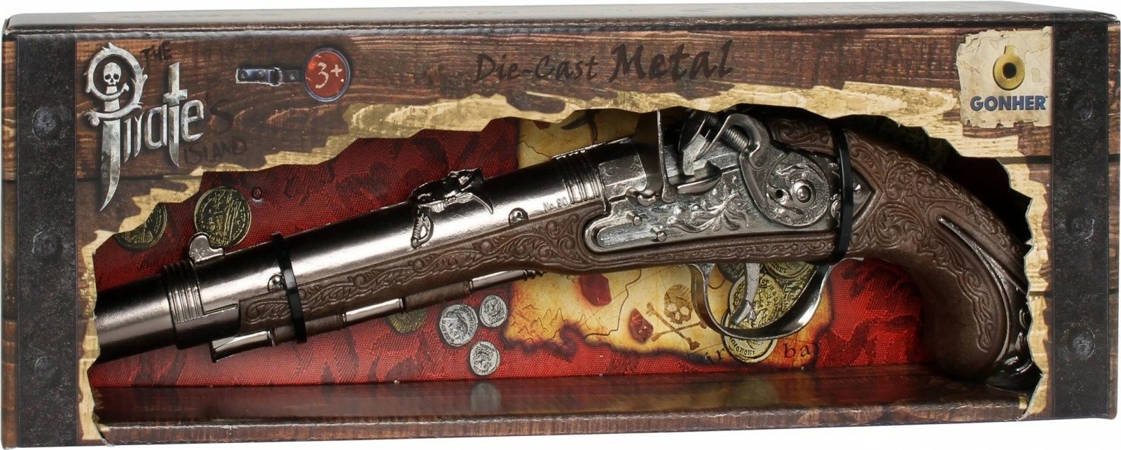 Pistoletë piratësh metalike Pulio Gonher 15594/0, Kafe