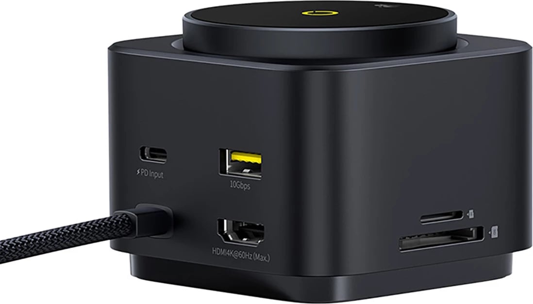 Kasë Baseus MagPro Series II 7-in-1 me karikues wireless MagSafe 15W, HDMI, USB-A, USB-C, SD/TF, e zezë