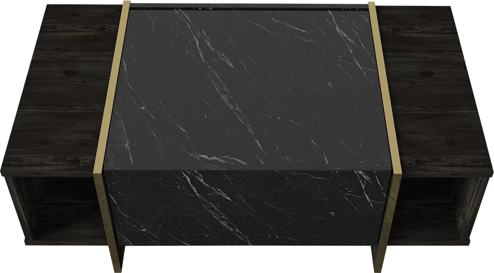 Set mobiljesh për dhomë dite, Skye Decor, Veyron Set 1, ngjyrë e zezë dhe ari