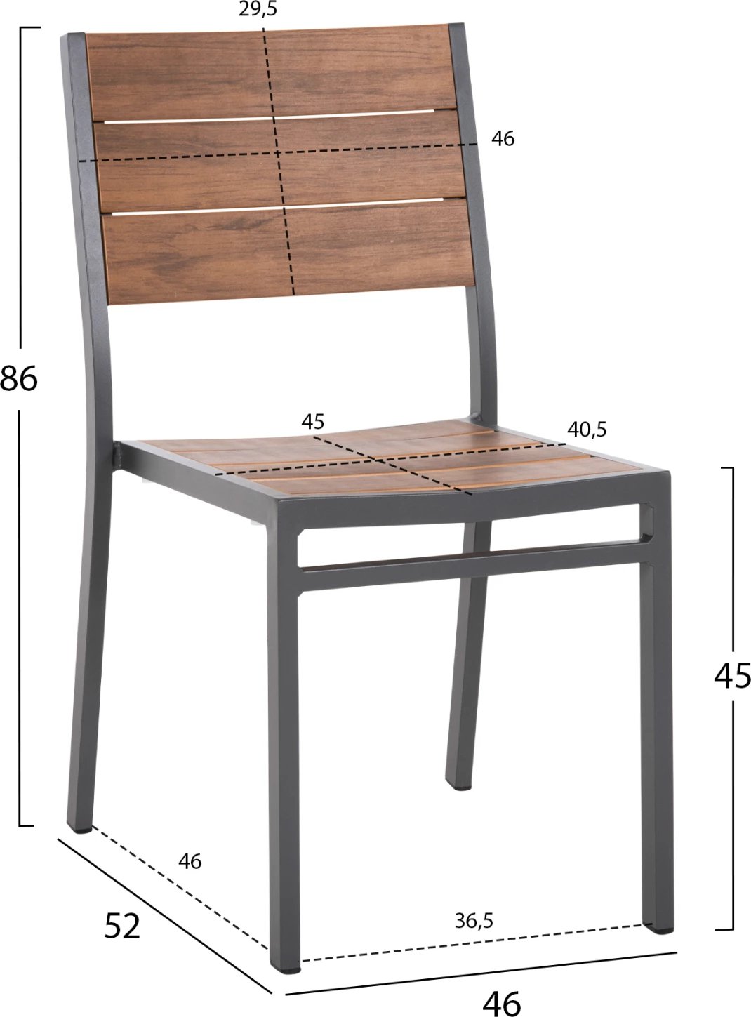 Karrige alumini SAGA FH6063.02 gri e errët me polywood 46x52x86H cm