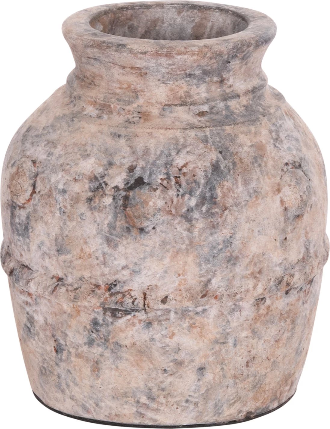 Vazo dekorative tavoline, terrakote, ngjyrë gri e furçuar, VERMO FH4395, 17x19cm