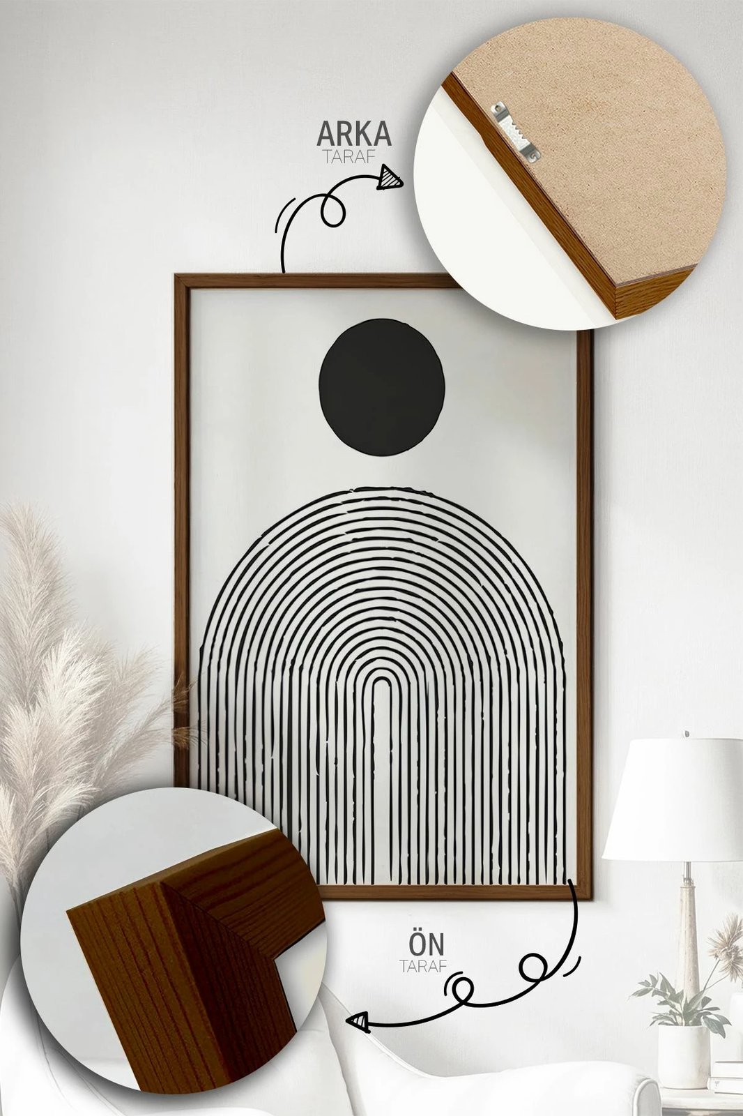 Set pikturash dekorative me kornizë, 3 copë, Wallity, Artvmodel41-Kahve