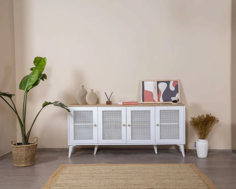 Konsol Calvin, ngjyrë e bardhë dhe lis, Skye Decor