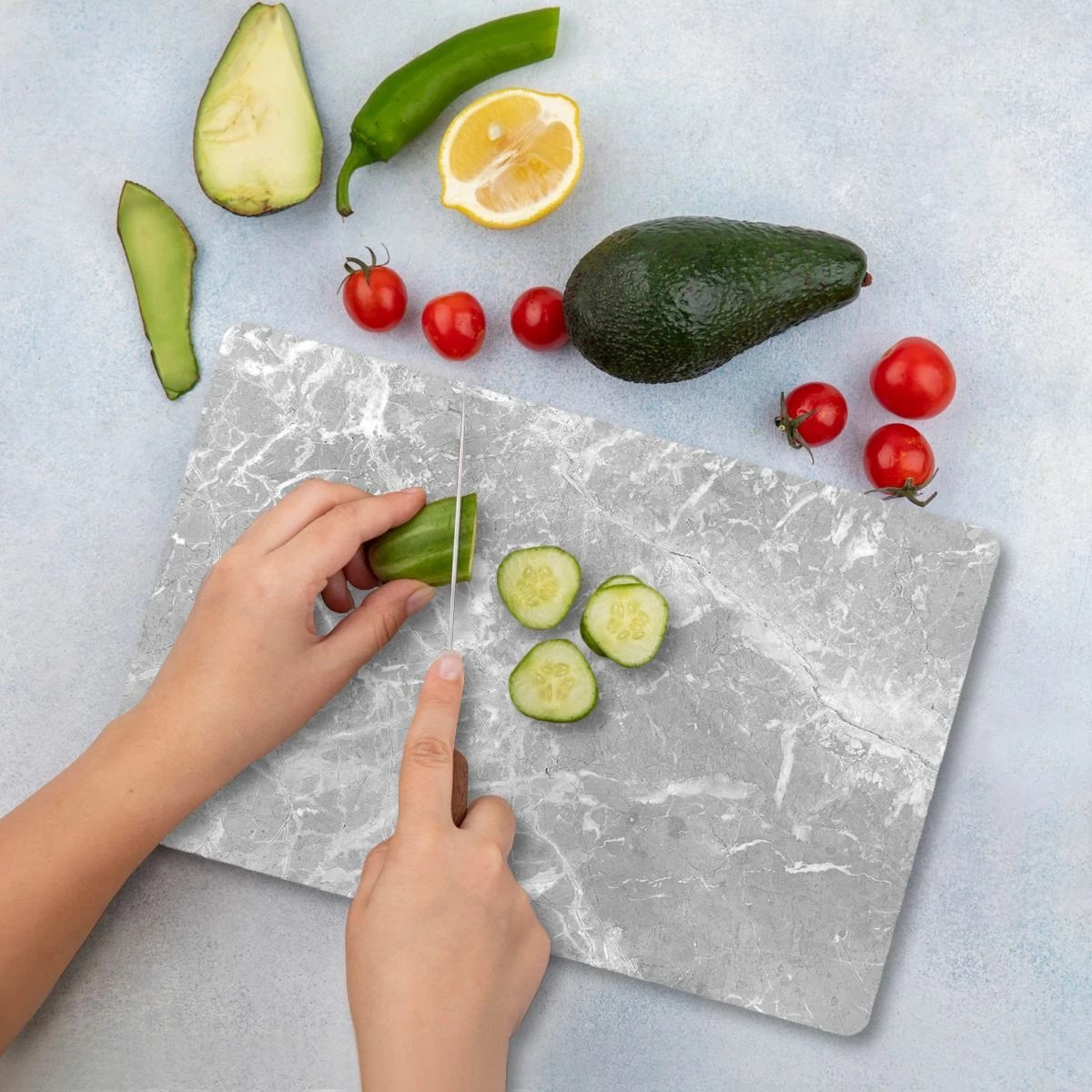 Dërrasë prerëse Hermia, qelq i temperuar, shumëngjyrëshe, 30x40cm